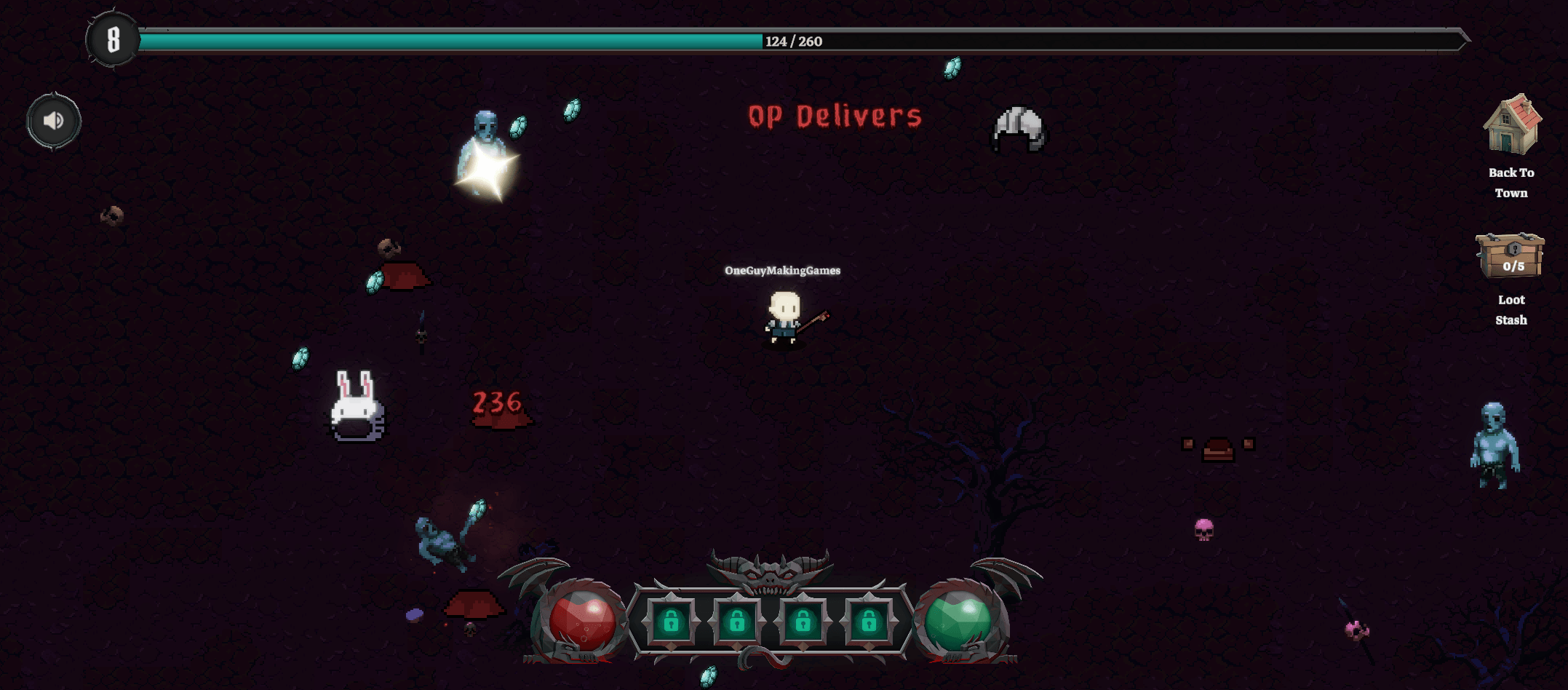 Combat inside the Rift in Left for Loot — the player fights enemies while collecting loot